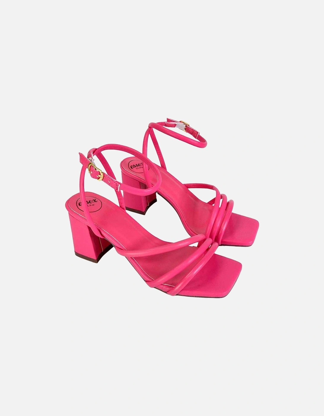 Womens/Ladies Trixie Strappy Square Toe Buckle Mid Block Heel Sandals