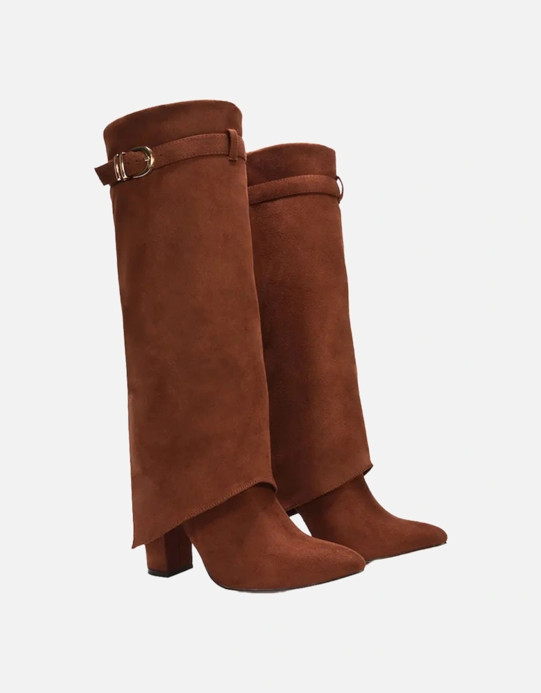 Womens/Ladies Aaliyah Folded Collar Zipped Knee-High Boots