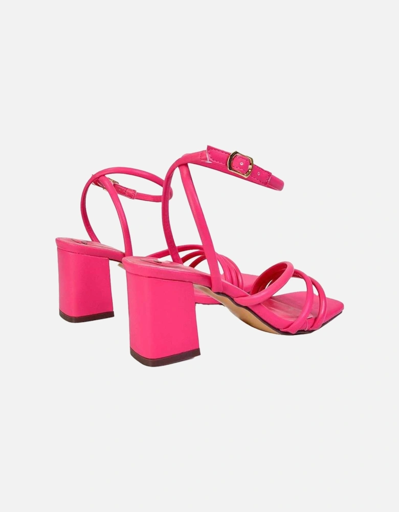 Womens/Ladies Trixie Strappy Square Toe Buckle Mid Block Heel Sandals