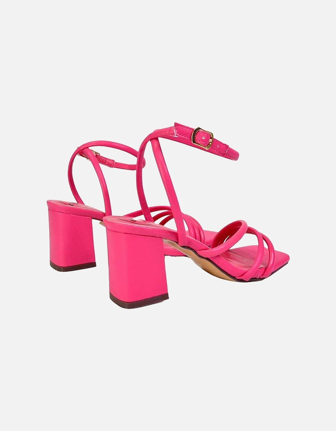 Womens/Ladies Trixie Strappy Square Toe Buckle Mid Block Heel Sandals