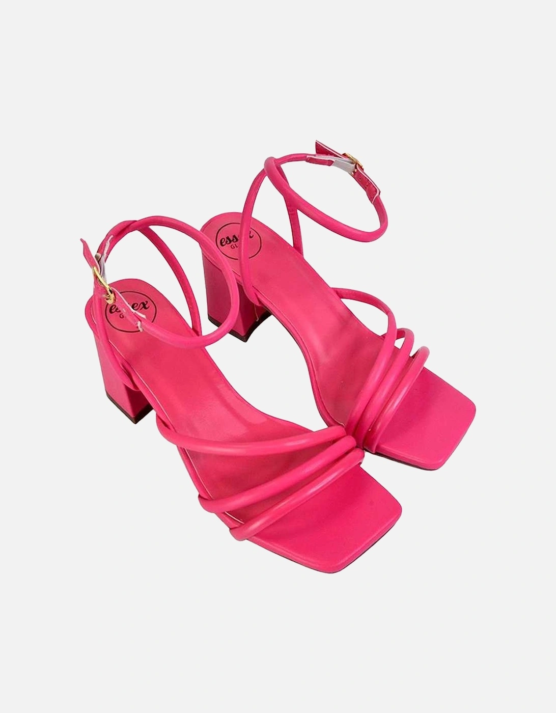 Womens/Ladies Trixie Strappy Square Toe Buckle Mid Block Heel Sandals