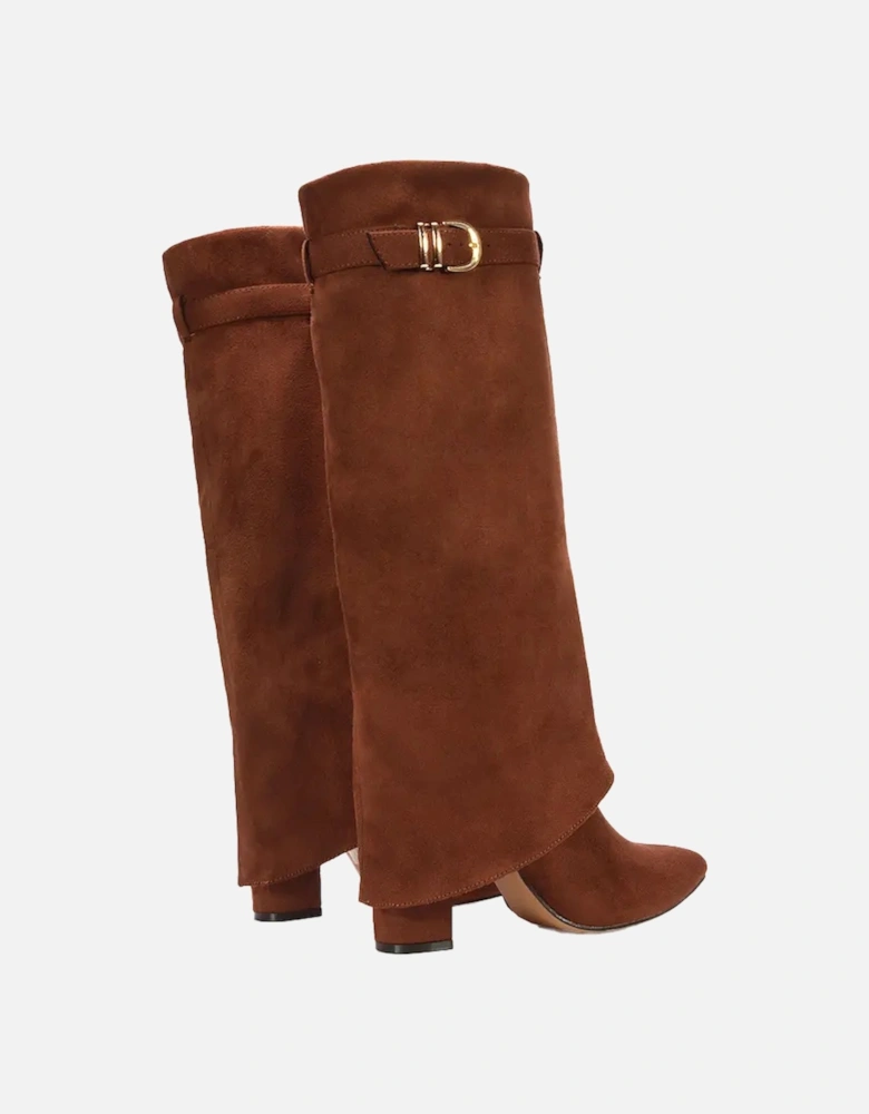 Womens/Ladies Aaliyah Folded Collar Zipped Knee-High Boots