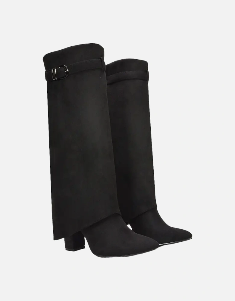 Womens/Ladies Aaliyah Folded Collar Zipped Knee-High Boots