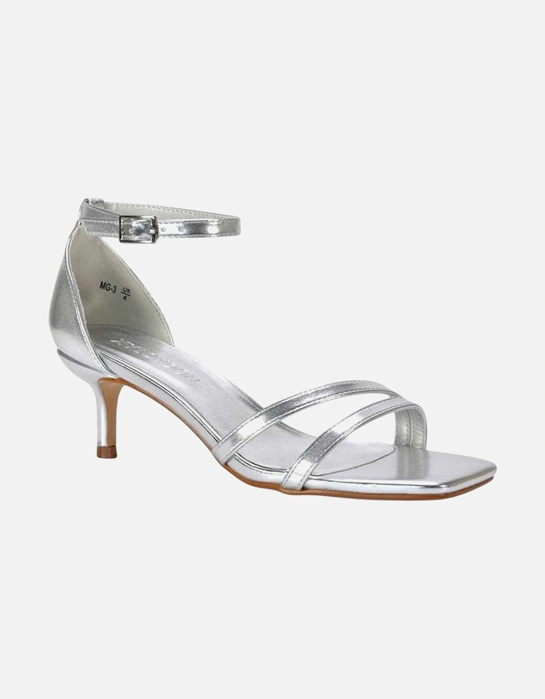 Womens/Ladies Lea Metallic Open Toe Low Kitten Heel Sandals