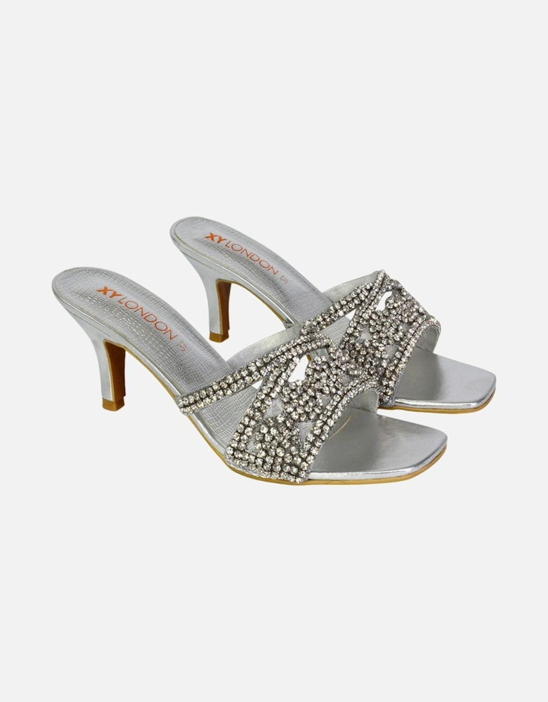 Womens/Ladies Dominica Diamante Mule Sandals
