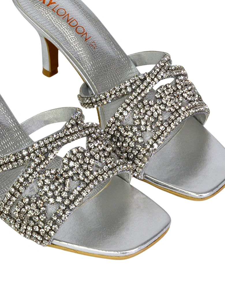 Womens/Ladies Dominica Diamante Mule Sandals