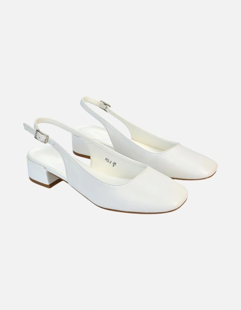 Womens/Ladies Jilly Sling Back Low Block Heel Court Shoes