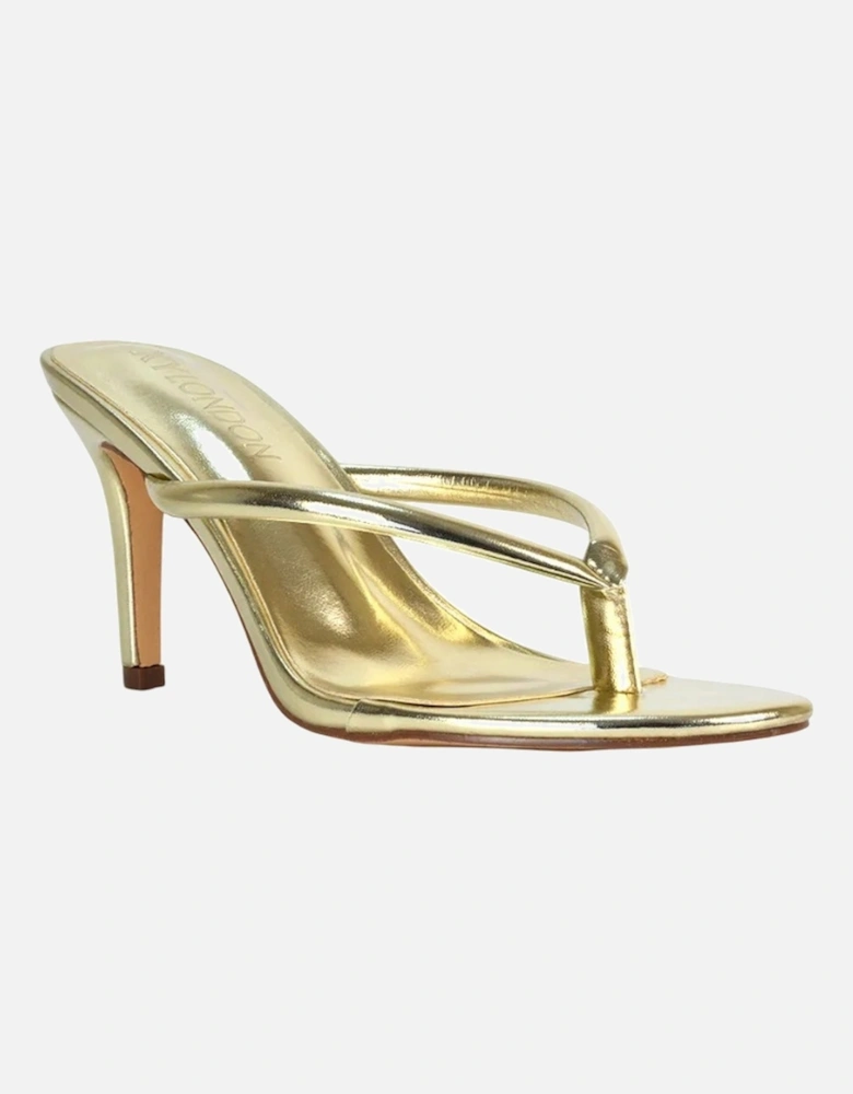 Womens/Ladies Celina Metallic Toe Post Slip-on Stiletto Heel Sandals