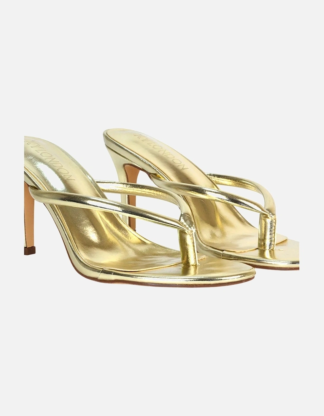 Womens/Ladies Celina Metallic Toe Post Slip-on Stiletto Heel Sandals