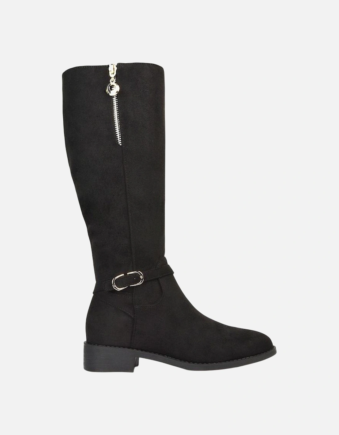 Womens/Ladies Georgina Zip Knee-High Low Heel Biker Boots