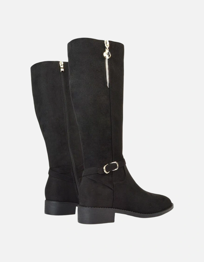 Womens/Ladies Georgina Zip Knee-High Low Heel Biker Boots