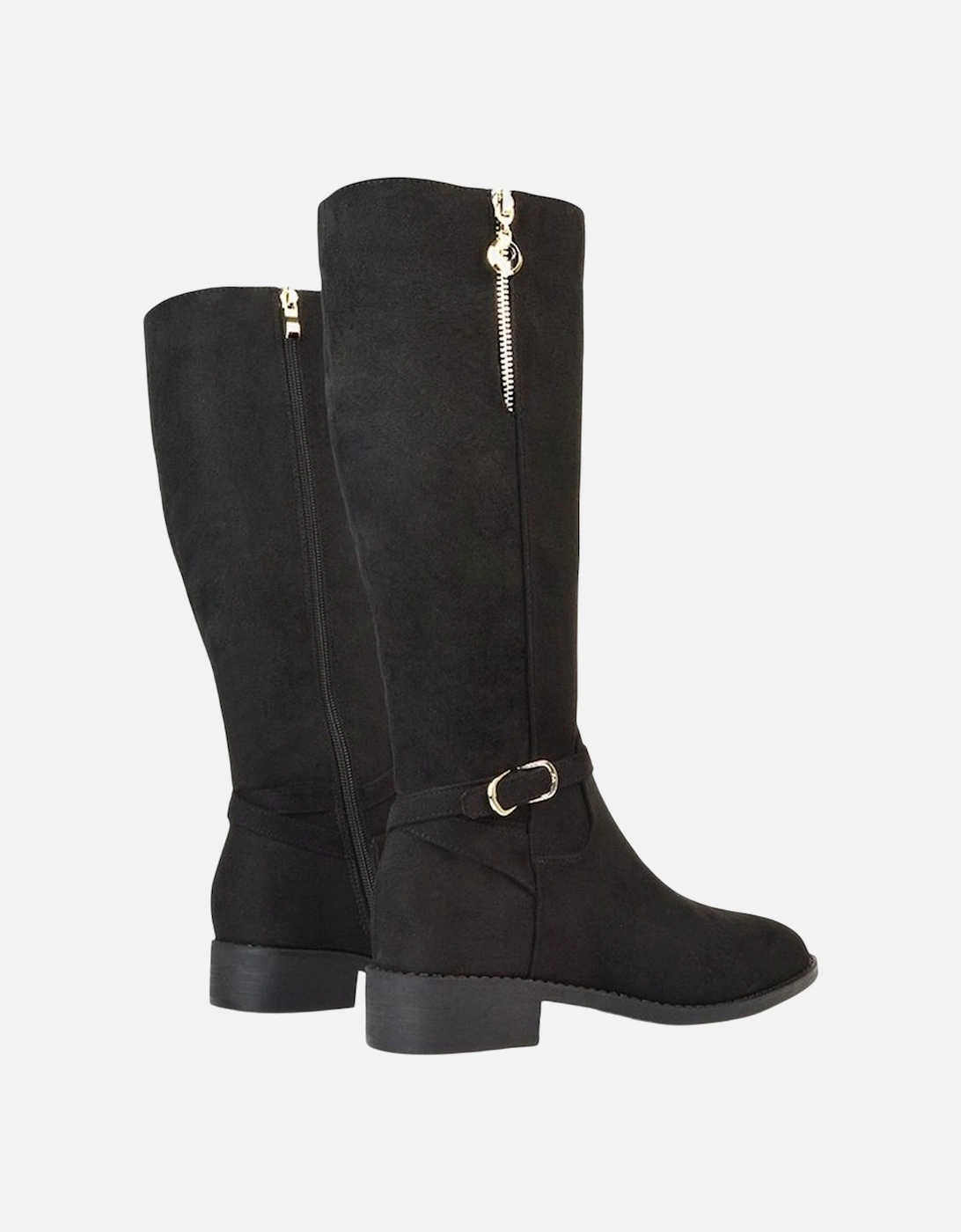 Womens/Ladies Georgina Zip Knee-High Low Heel Biker Boots