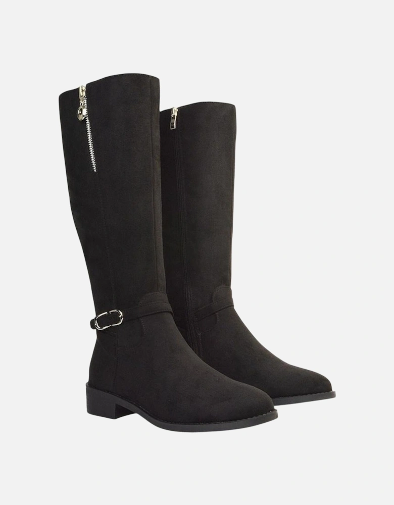 Womens/Ladies Georgina Zip Knee-High Low Heel Biker Boots