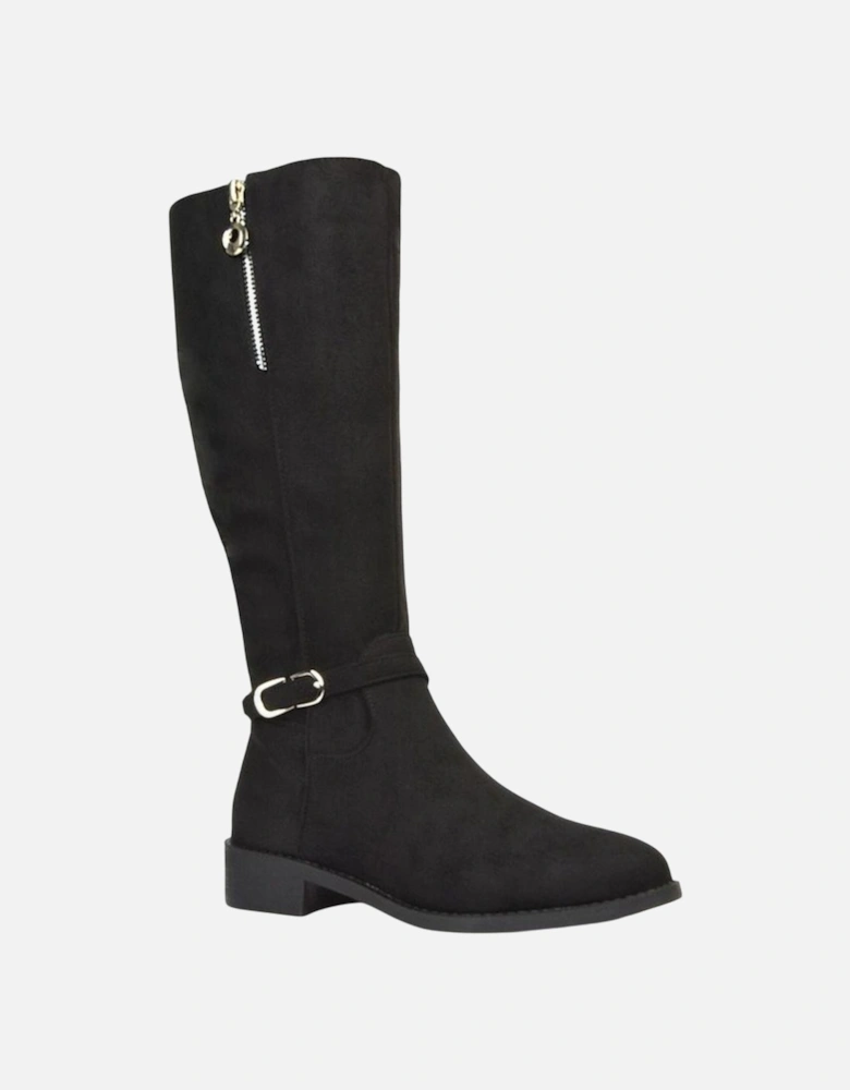 Womens/Ladies Georgina Zip Knee-High Low Heel Biker Boots