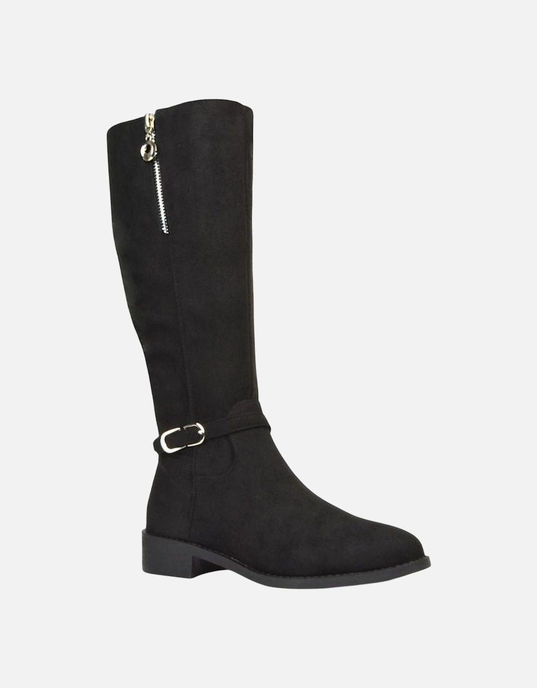 Womens/Ladies Georgina Zip Knee-High Low Heel Biker Boots