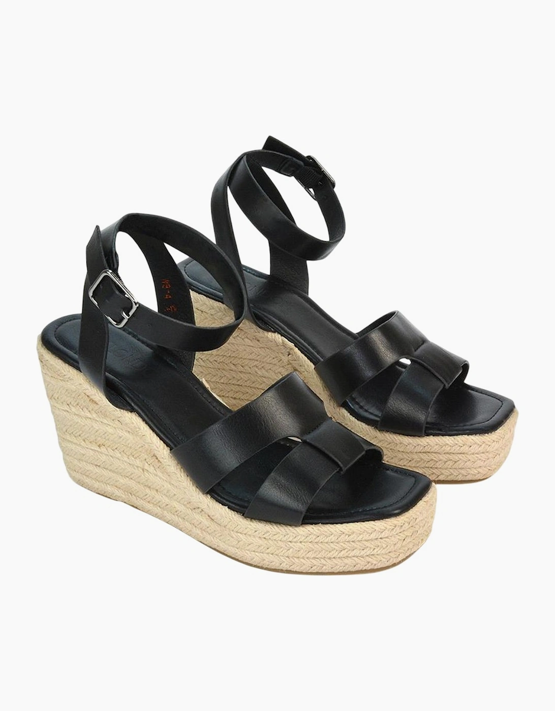 Women's XY London Womens/Ladies Kala Ankle Strap Platform Wedge Sandals - Black - Size: 8