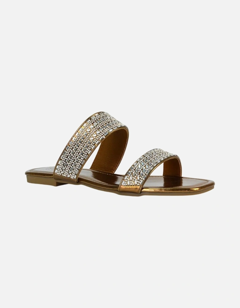 Womens/Ladies Lucy Cork Metallic Slip-on Sliders