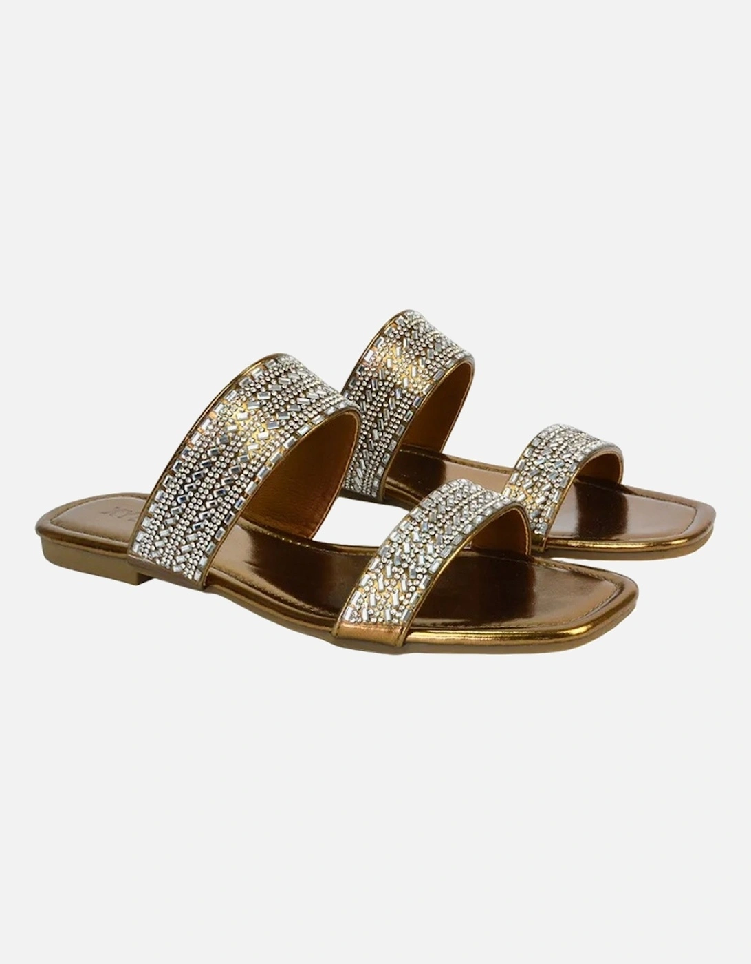 Womens/Ladies Lucy Cork Metallic Slip-on Sliders