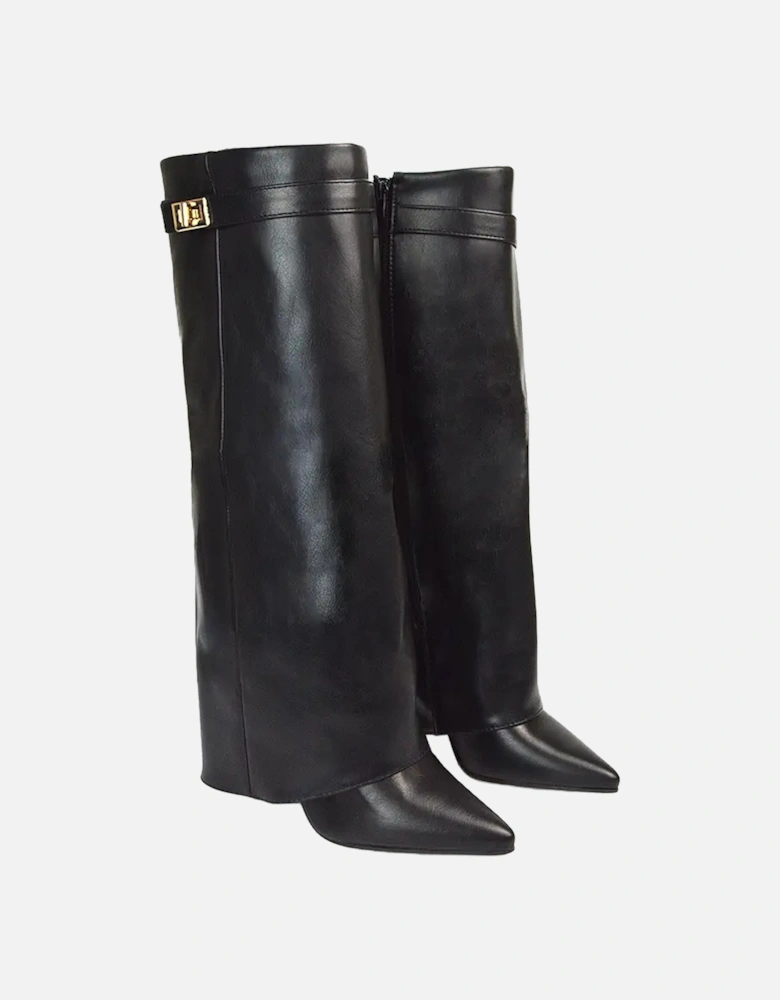 Womens/Ladies Rayna Folded Collar Knee-High Boots