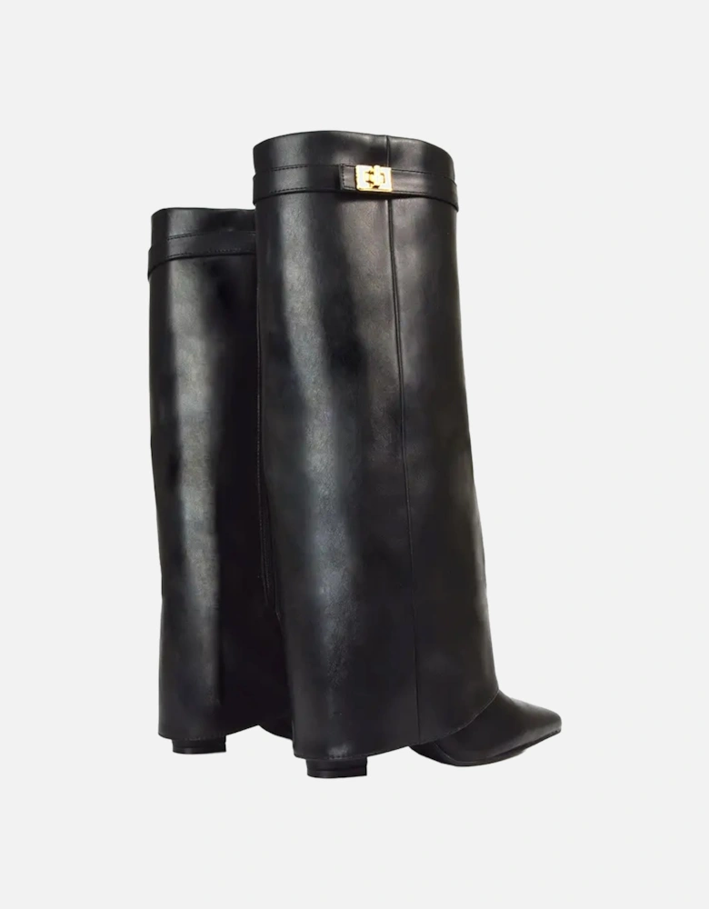 Womens/Ladies Rayna Folded Collar Knee-High Boots