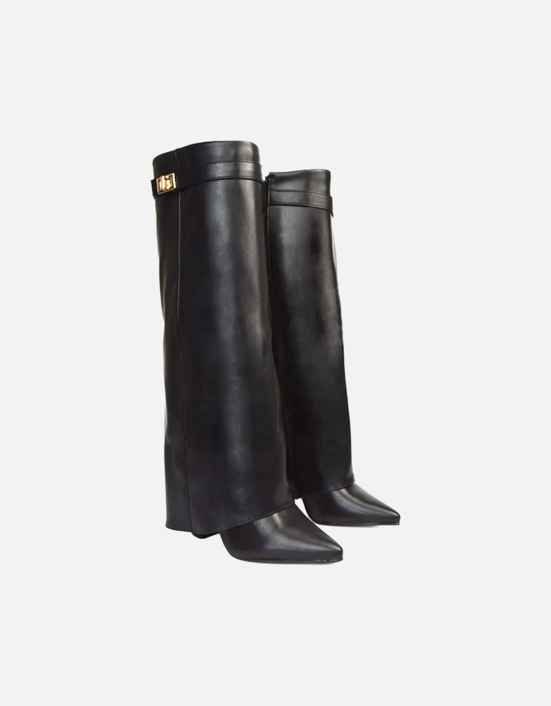 Womens/Ladies Rayna Folded Collar Knee-High Boots