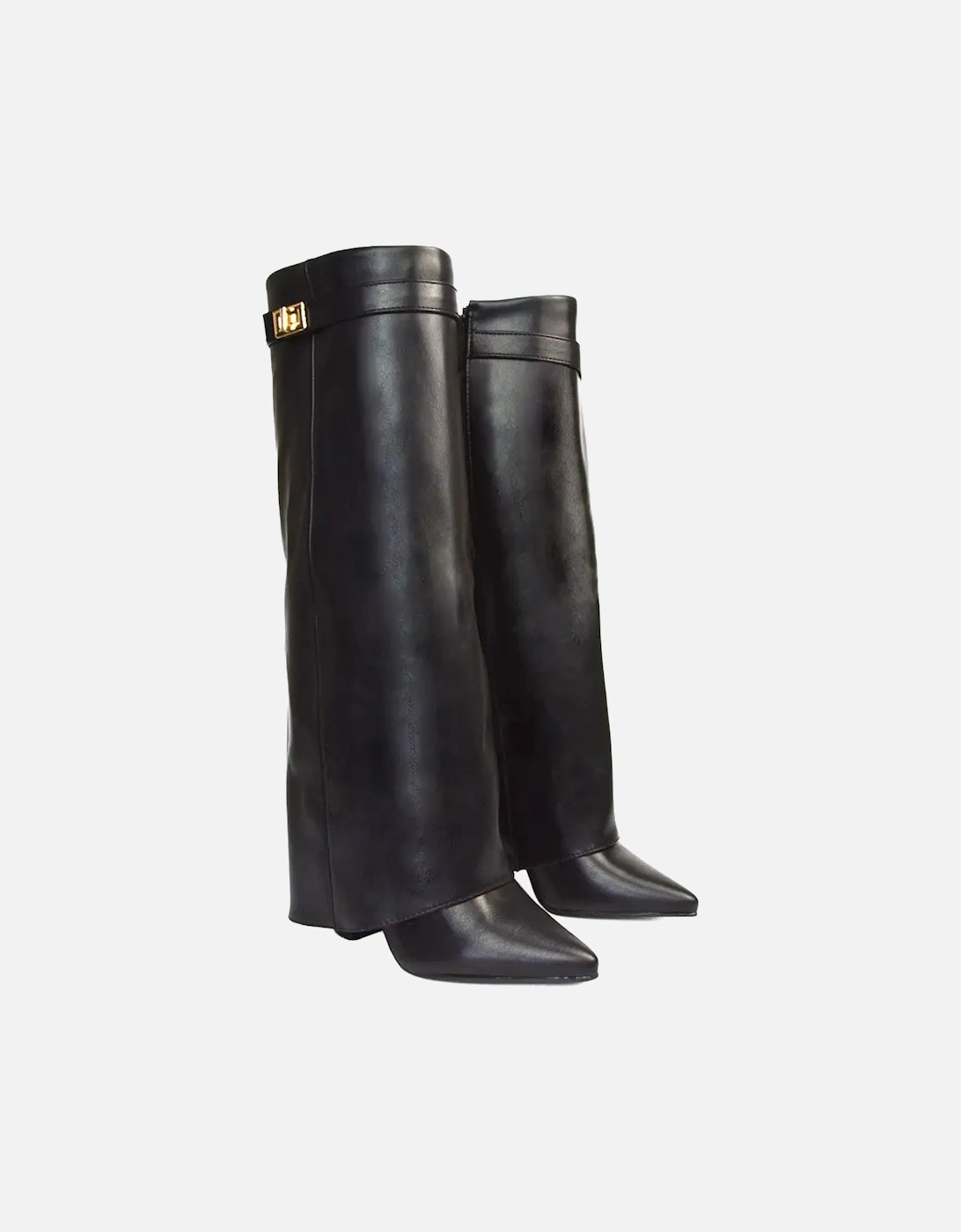 Womens/Ladies Rayna Folded Collar Knee-High Boots
