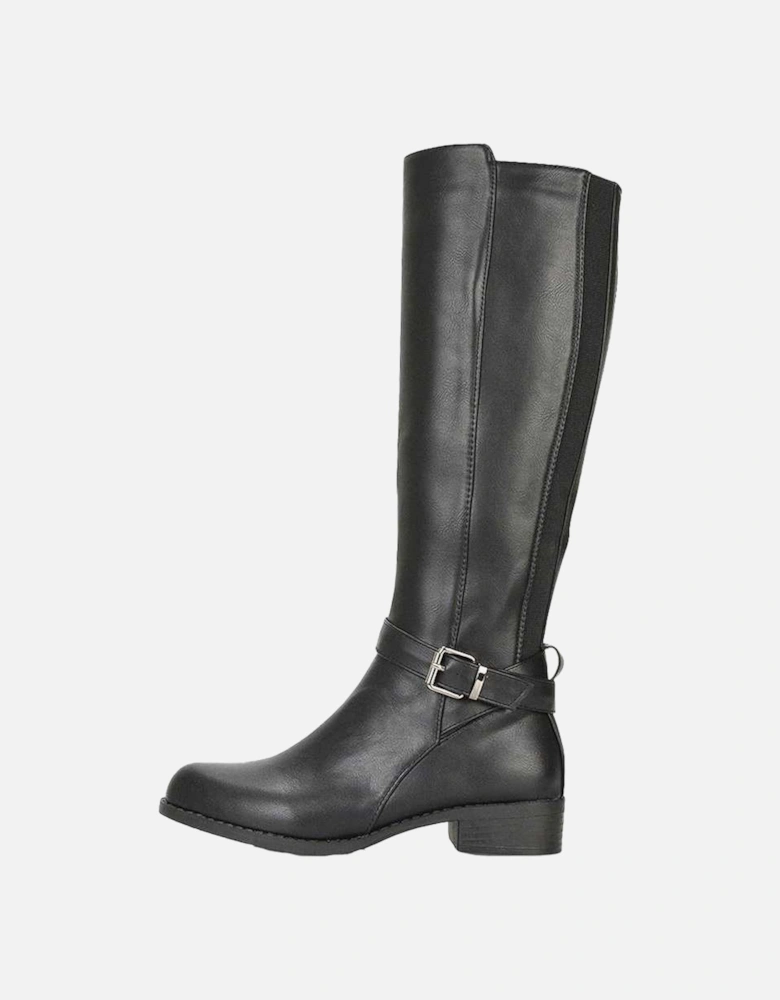 Womens/Ladies Cameron Elasticated Shaft Low Block Heel Knee-High Boots