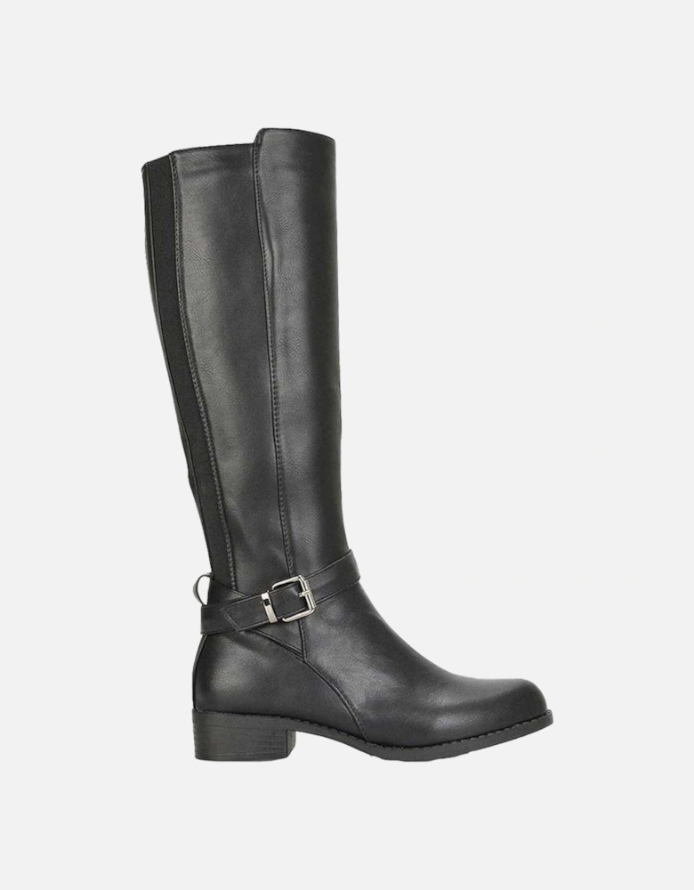 Womens/Ladies Cameron Elasticated Shaft Low Block Heel Knee-High Boots