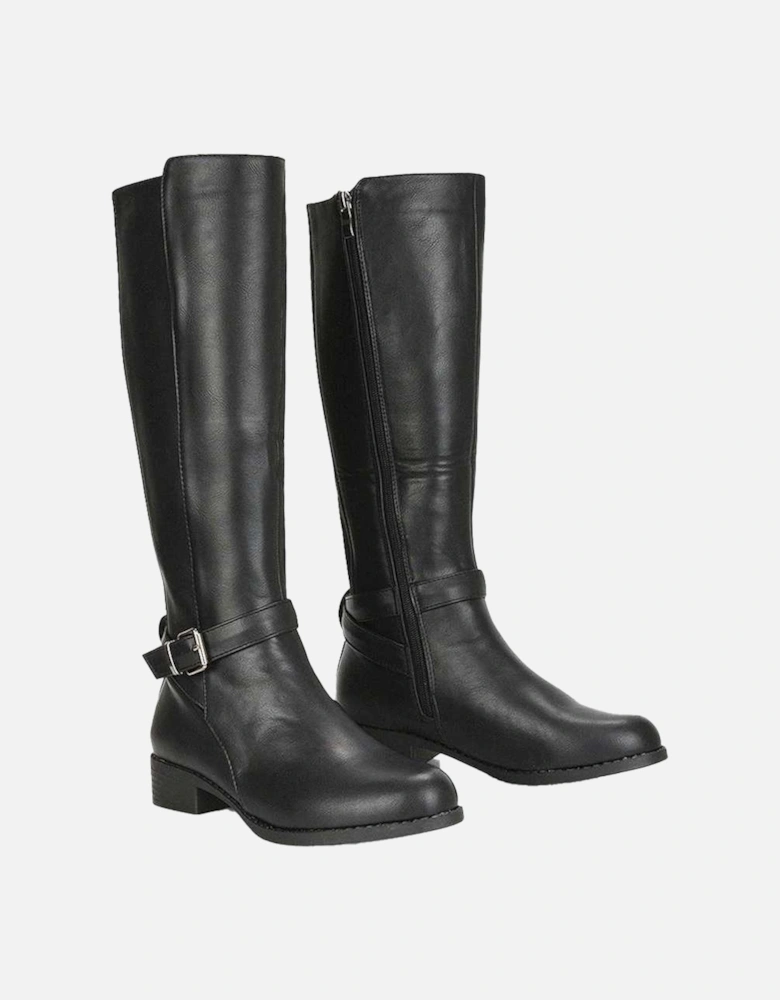 Womens/Ladies Cameron Elasticated Shaft Low Block Heel Knee-High Boots