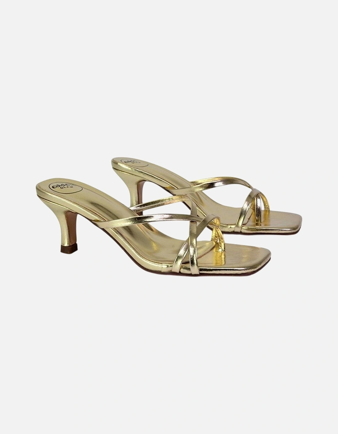 Womens/Ladies Dream Metallic Square Toe Kitten Heel Mule Sandals