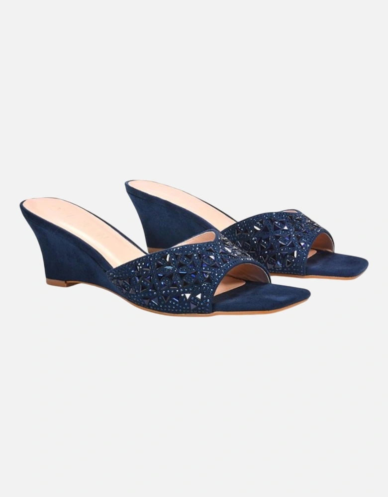 Womens/Ladies Georgia Diamante Heeled Mule Sandals