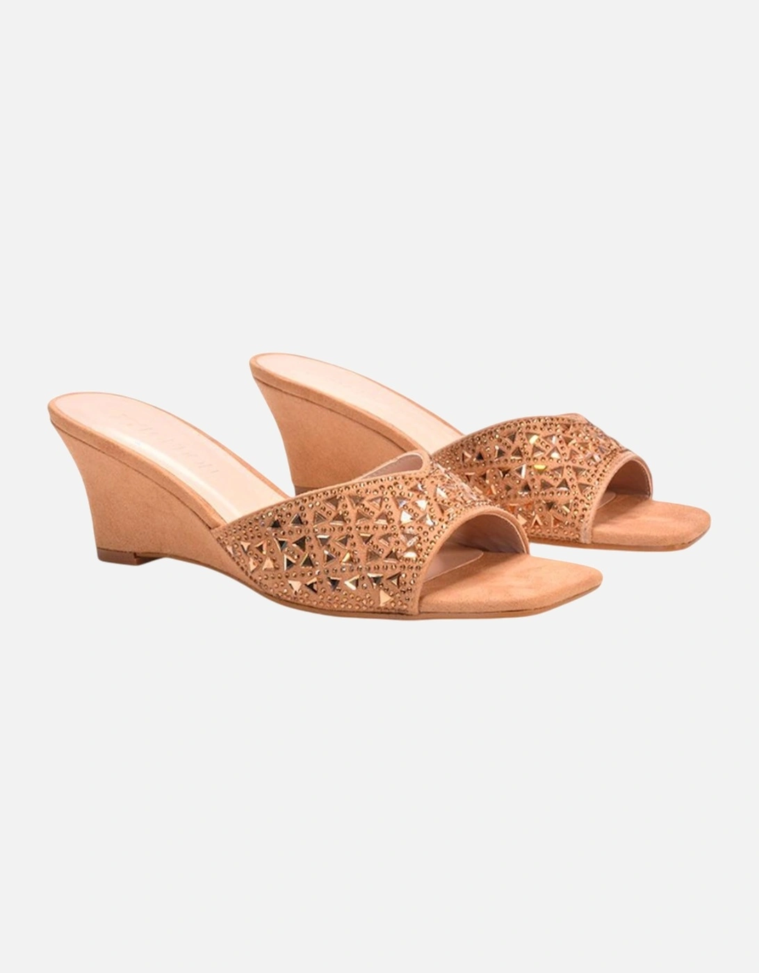 Womens/Ladies Georgia Diamante Heeled Mule Sandals