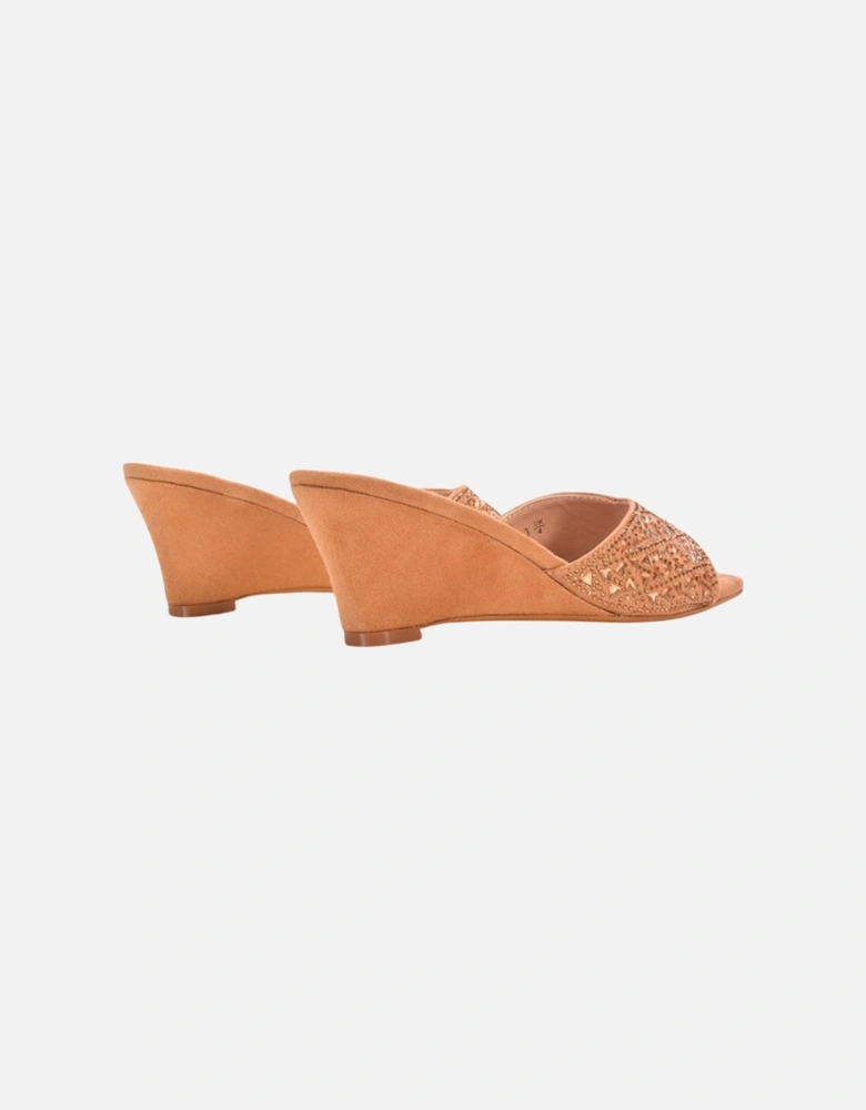 Womens/Ladies Georgia Diamante Heeled Mule Sandals