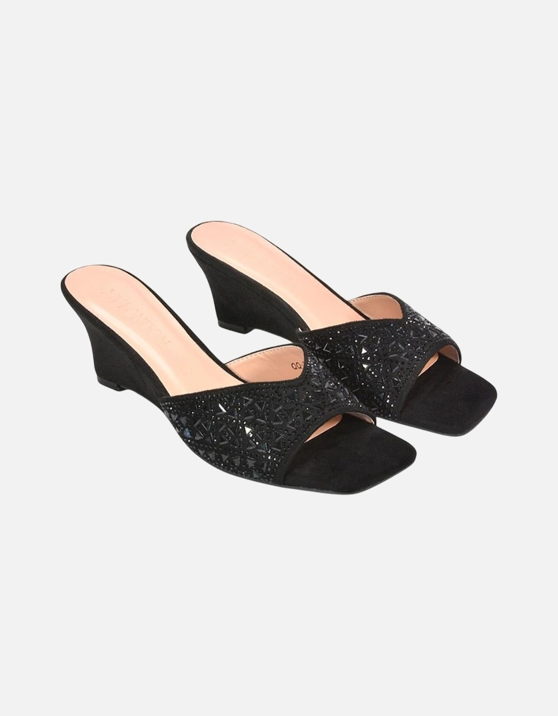 Womens/Ladies Georgia Diamante Heeled Mule Sandals, 6 of 5