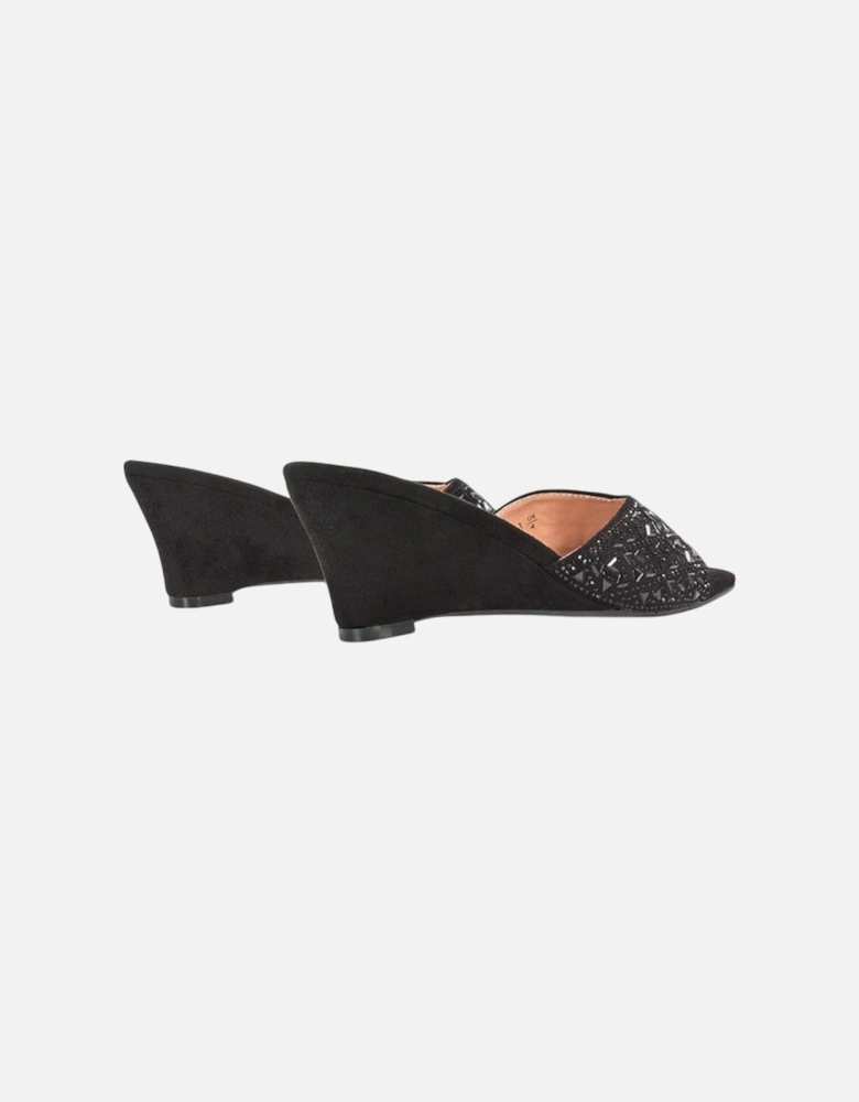 Womens/Ladies Georgia Diamante Heeled Mule Sandals