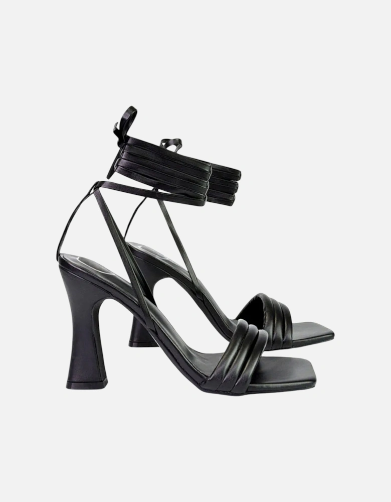 Womens/Ladies Zeta Square Toe Lace Up Mid Block Heel Sandals