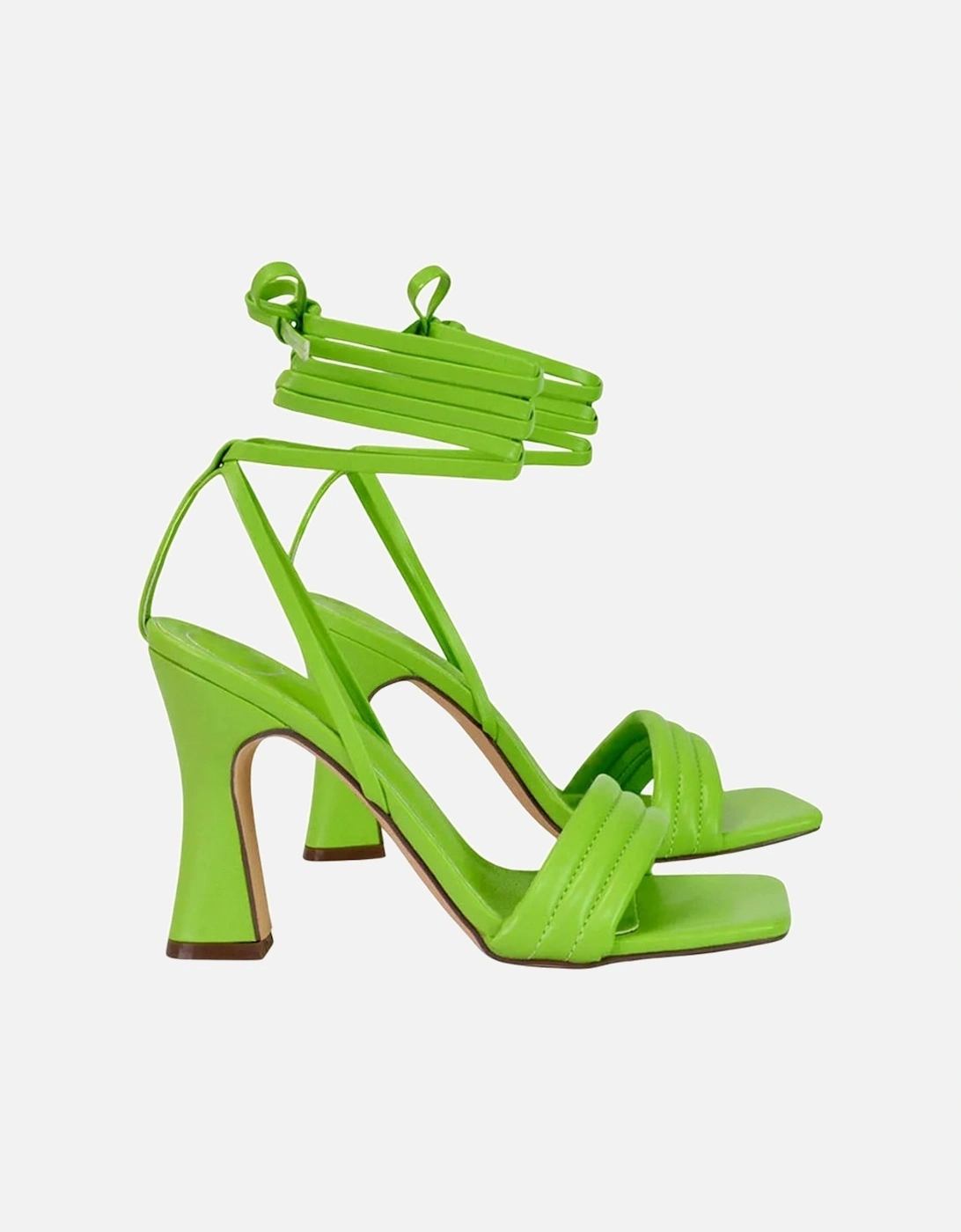 Womens/Ladies Zeta Square Toe Lace Up Mid Block Heel Sandals