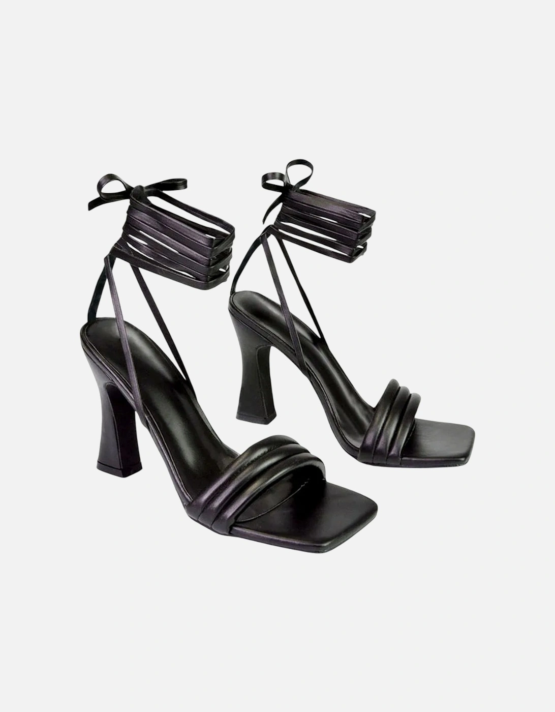 Womens/Ladies Zeta Square Toe Lace Up Mid Block Heel Sandals, 5 of 4