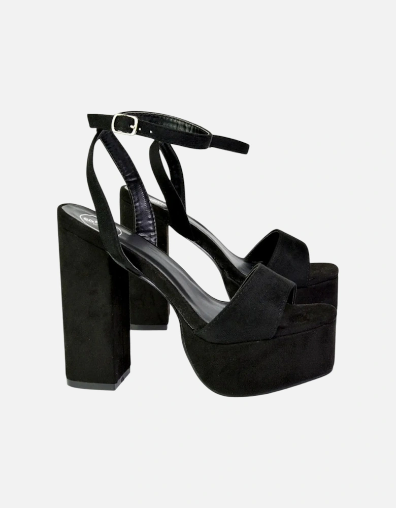 Womens/Ladies Jayce Chunky Square Toe High Block Heel Platform Shoes