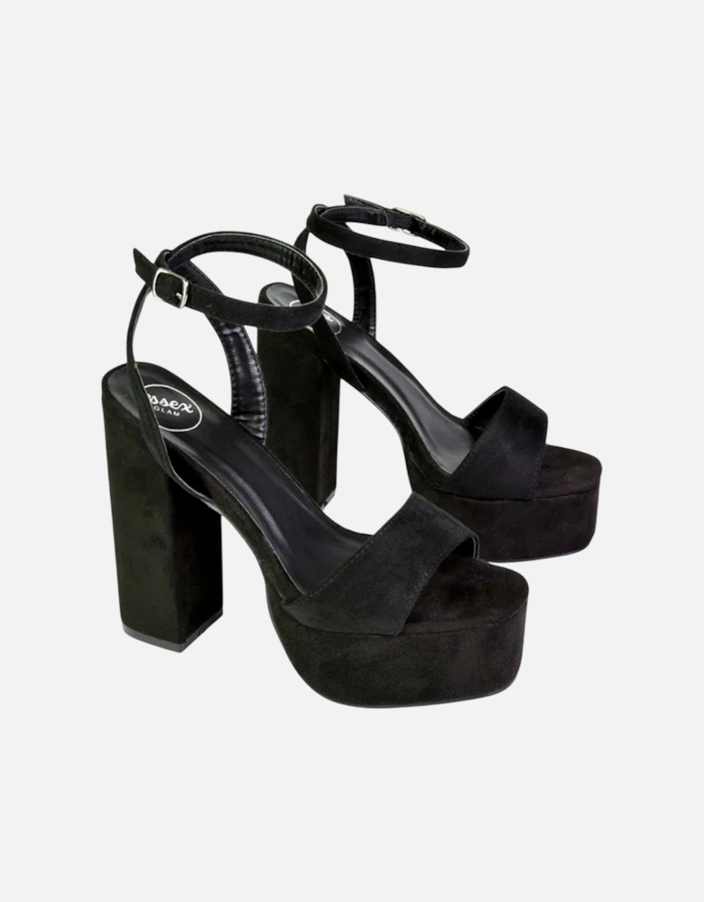 Womens/Ladies Jayce Chunky Square Toe High Block Heel Platform Shoes