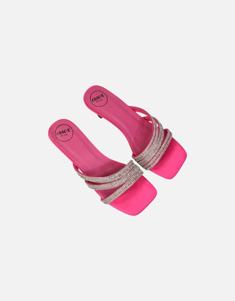 Womens/Ladies Sparkle Diamante Square Toe Mule Sandals