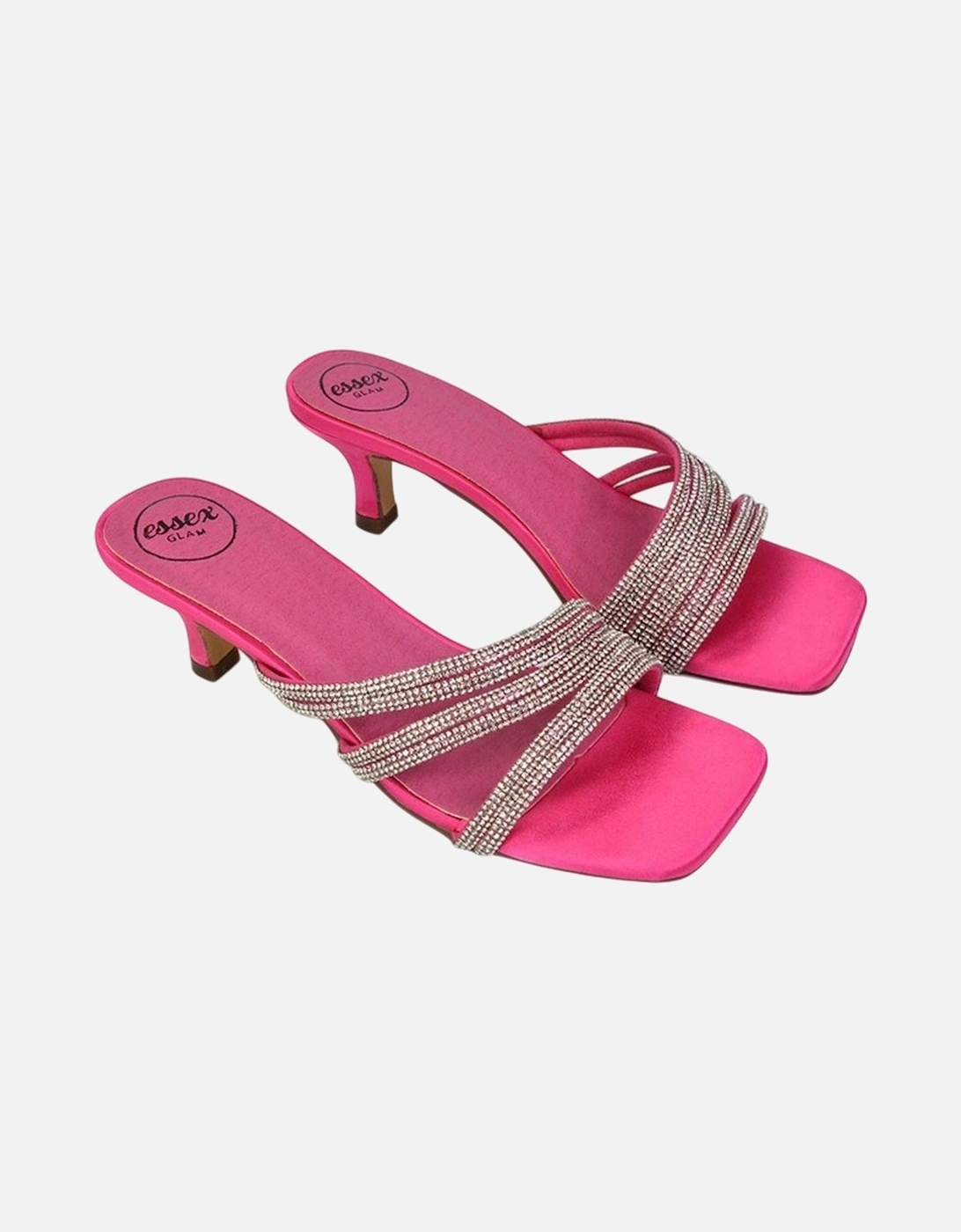 Womens/Ladies Sparkle Diamante Square Toe Mule Sandals, 6 of 5