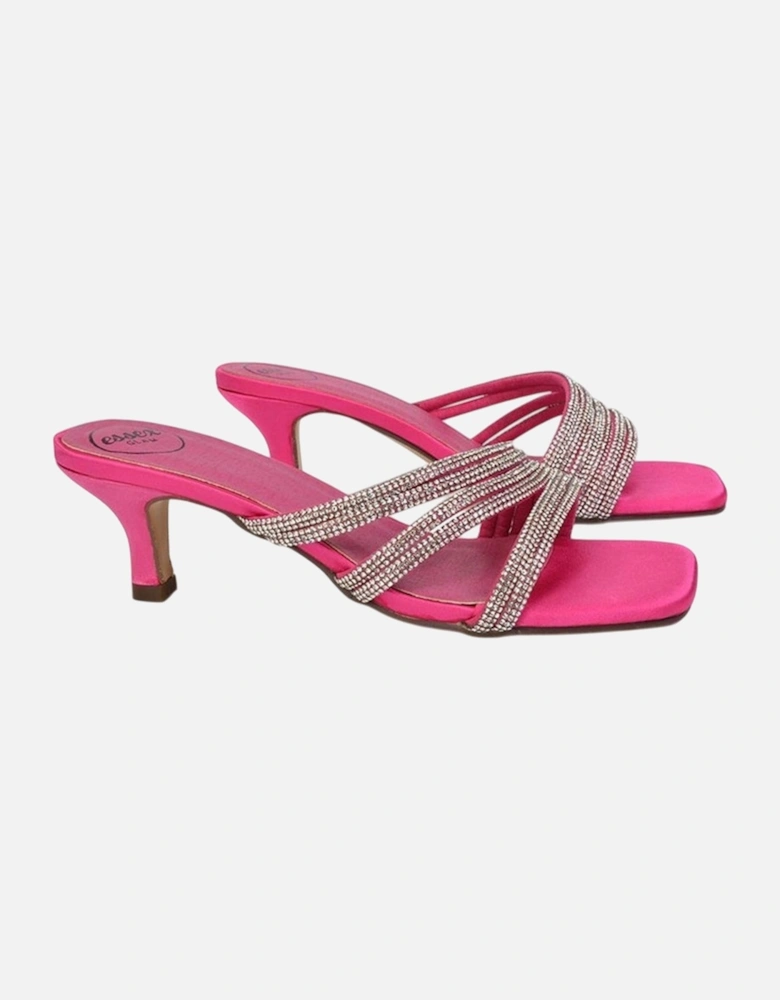 Womens/Ladies Sparkle Diamante Square Toe Mule Sandals