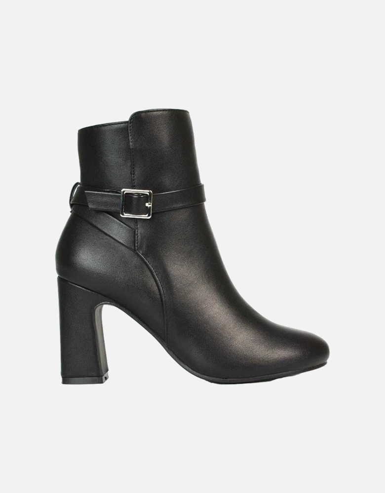 Womens/Ladies Mary Buckle Mid High Block Ankle Boots