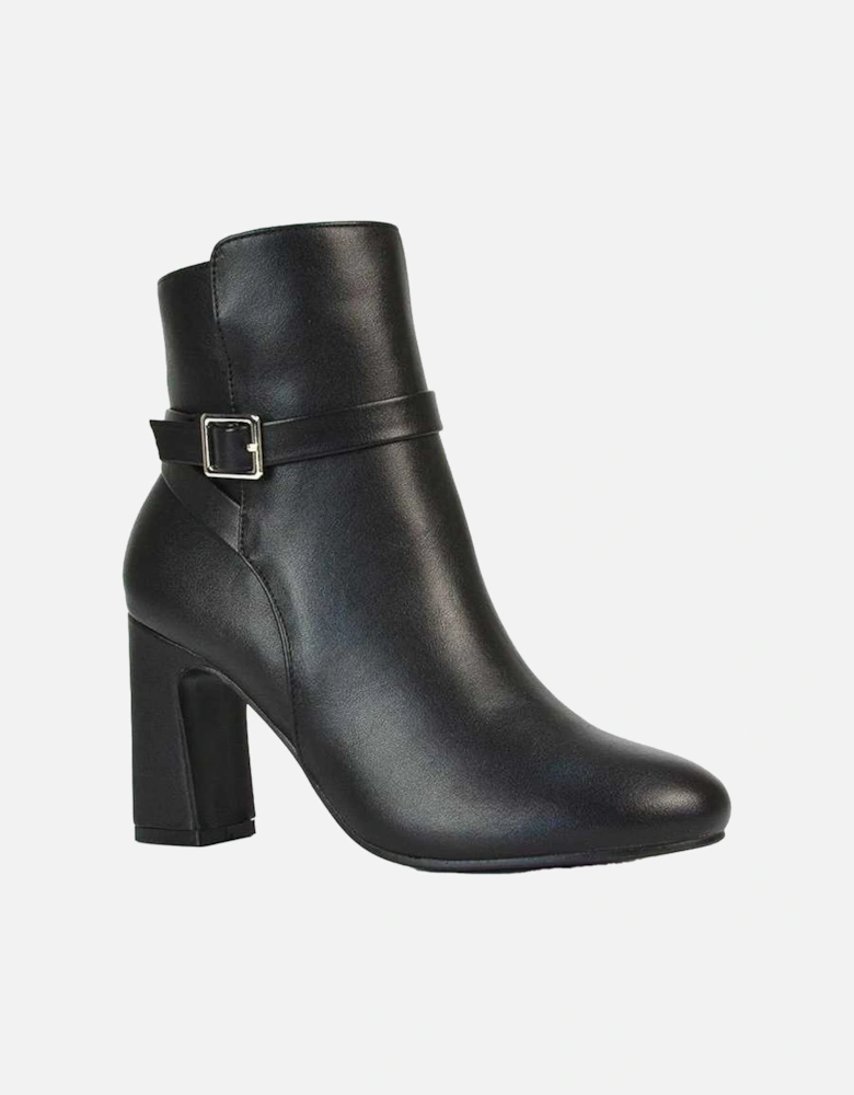 Womens/Ladies Mary Buckle Mid High Block Ankle Boots