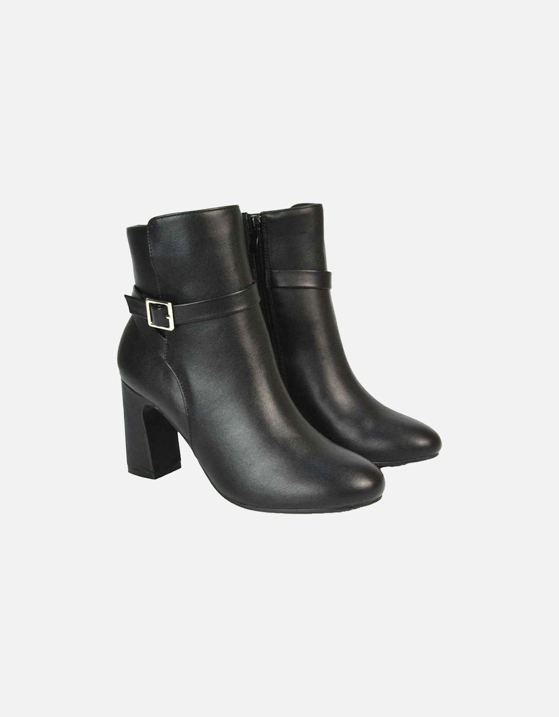 Womens/Ladies Mary Buckle Mid High Block Ankle Boots