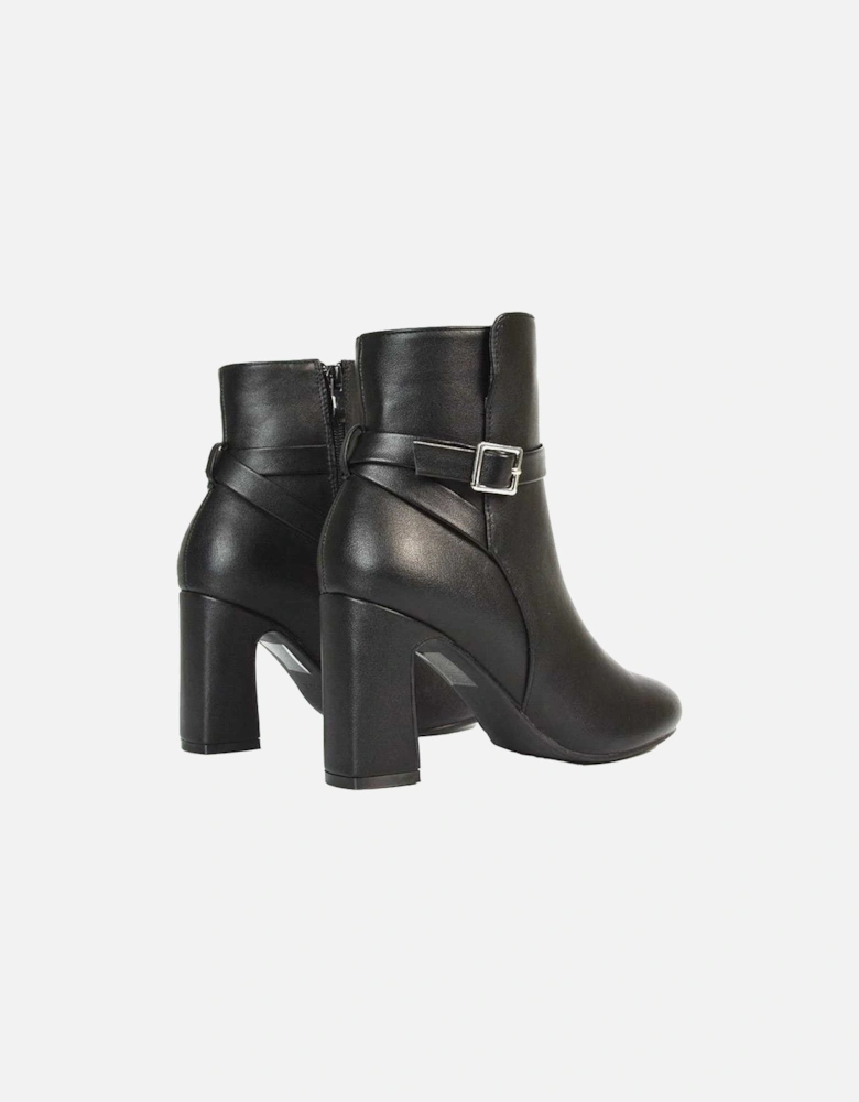 Womens/Ladies Mary Buckle Mid High Block Ankle Boots
