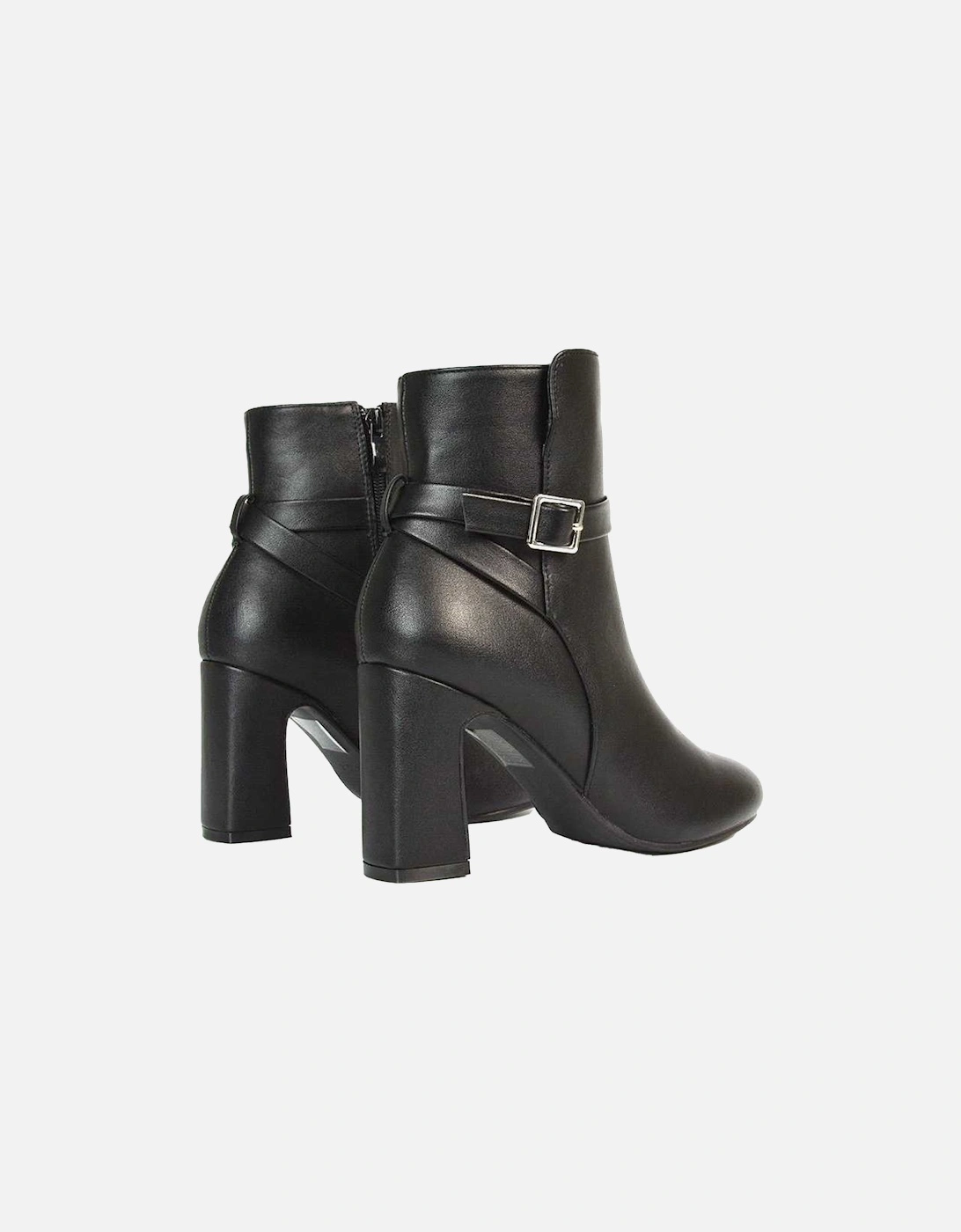 Womens/Ladies Mary Buckle Mid High Block Ankle Boots