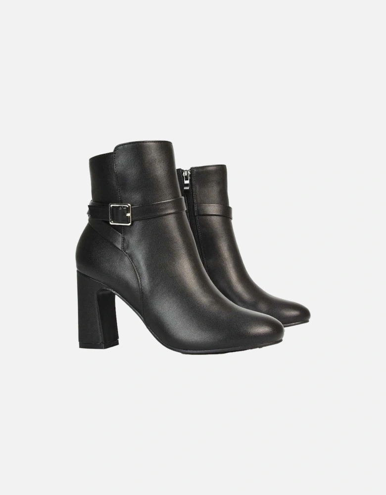Womens/Ladies Mary Buckle Mid High Block Ankle Boots