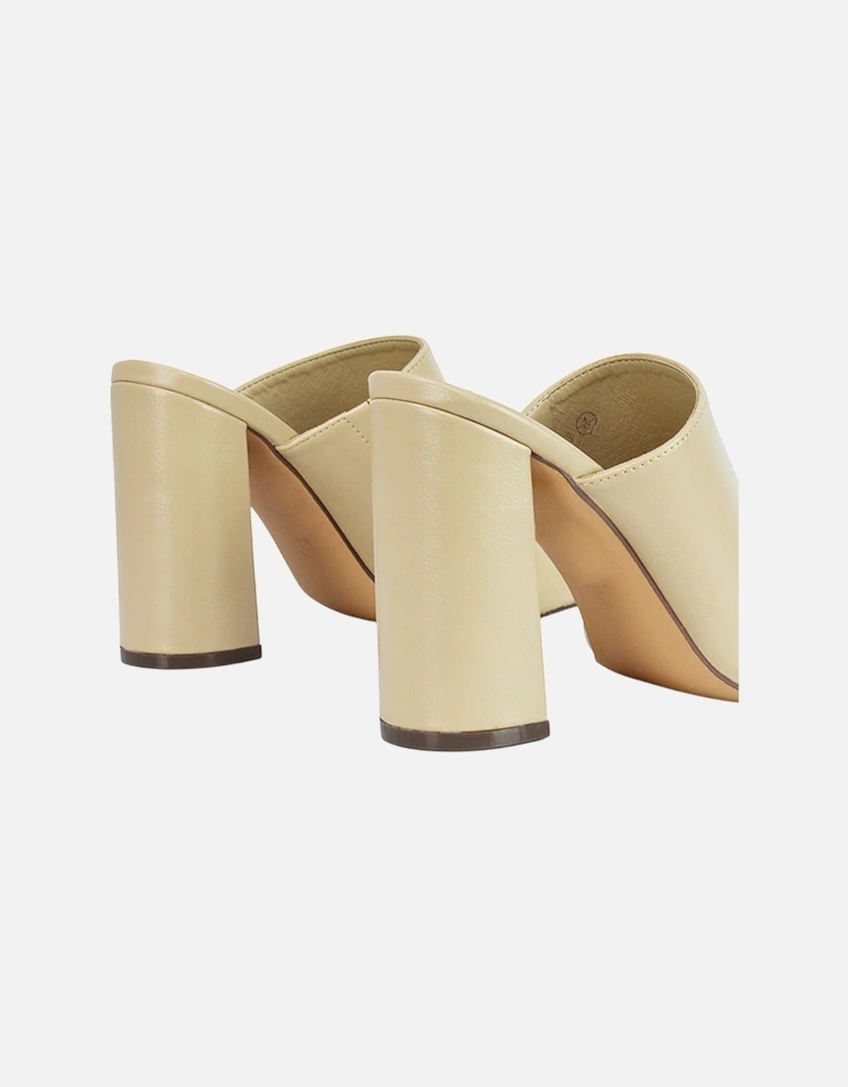 Womens/Ladies Square Toe High Block Heel Mule Sandals